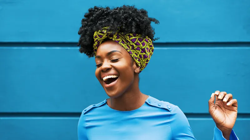 Woman smiling and is full of joy and gratitude